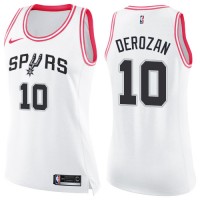 Nike San Antonio Spurs #10 DeMar DeRozan White/Pink Women's NBA Swingman Fashion Jersey