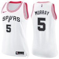 Nike San Antonio Spurs #5 Dejounte Murray White/Pink Women's NBA Swingman Fashion Jersey