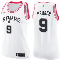 Nike San Antonio Spurs #9 Tony Parker White/Pink Women's NBA Swingman Fashion Jersey