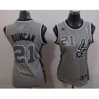 San Antonio Spurs #21 Tim Duncan Grey Alternate Women's Stitched NBA Jersey