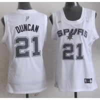 San Antonio Spurs #21 Tim Duncan White Fashion Women's Stitched NBA Jersey
