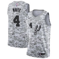 Nike San Antonio Spurs #4 Derrick White White Camo Women's NBA Swingman Earned Edition Jersey