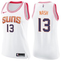 Nike Phoenix Suns #13 Steve Nash White/Pink Women's NBA Swingman Fashion Jersey