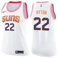 Nike Phoenix Suns #22 Deandre Ayton White/Pink Women's NBA Swingman Fashion Jersey