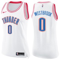 Nike Oklahoma City Thunder #0 Russell Westbrook White/Pink Women's NBA Swingman Fashion Jersey