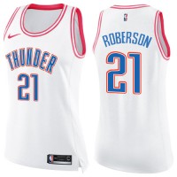 Nike Oklahoma City Thunder #21 Andre Roberson White/Pink Women's NBA Swingman Fashion Jersey