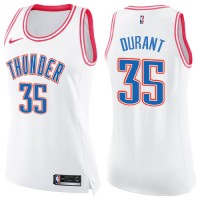 Nike Oklahoma City Thunder #35 Kevin Durant White/Pink Women's NBA Swingman Fashion Jersey