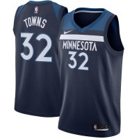 Nike Minnesota Timberwolves #32 Karl-Anthony Towns Navy Blue Women's NBA Swingman Icon Edition Jersey