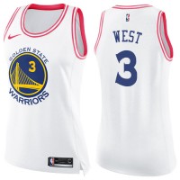 Nike Golden State Warriors #3 David West White/Pink Women's NBA Swingman Fashion Jersey
