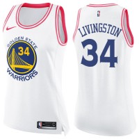 Nike Golden State Warriors #34 Shaun Livingston White/Pink Women's NBA Swingman Fashion Jersey