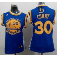 Golden State Warriors #30 Stephen Curry Blue Road Women's Stitched NBA Jersey