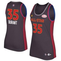 Golden State Warriors #35 Kevin Durant Charcoal 2017 All-Star Women's Stitched NBA Jersey