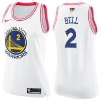 Nike Golden State Warriors #2 Jordan Bell White/Pink The Finals Patch Women's NBA Swingman Fashion Jersey
