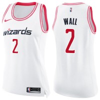 Nike Washington Wizards #2 John Wall White/Pink Women's NBA Swingman Fashion Jersey