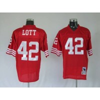 Mitchell and Ness San Francisco 49ers Ronnie Lott Premier #42 Stitched Red Jersey