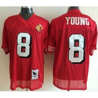 Mitchell And Ness 50TH San Francisco 49ers #8 Steve Young Red Stitched Throwback NFL Jersey