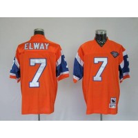Mitchel & Ness Denver Broncos #7 John Elway Orange With 75 Anniversary Patch Stitched Throwback NFL Jersey