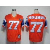 Mitchel and Ness Denver Broncos #77 Karl Mecklenburg Orange With 75 Anniversary Patch Stitched Throwback NFL Jersey
