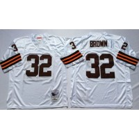 Mitchell And Ness 1963 Cleveland Browns #32 Jim Brown White Throwback Stitched NFL Jersey