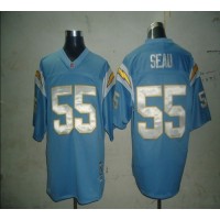 Mitchell And Ness Los Angeles Chargers #55 Junior Seau Light Blue Stitched NFL Jersey