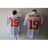 Mitchell & Ness Kansas City Chiefs #19 Joe Montana White 75th Anniversary Stitched Throwback NFL Jersey