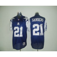 Mitchell & Ness Dallas Cowboys #21 Deion Sanders Blue Stitched Throwback NFL Jersey