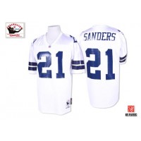 Mitchell & Ness 1995 Dallas Cowboys #21 Deion Sanders White Stitched Throwback NFL Jersey