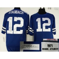 Mitchell And Ness Autographed Dallas Cowboys #12 Roger Staubach Blue Throwback Stitched NFL Jersey
