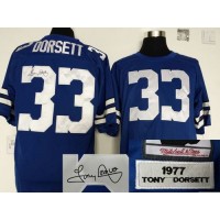 Mitchell And Ness Autographed Dallas Cowboys #33 Tony Dorsett Blue Throwback Stitched NFL Jersey