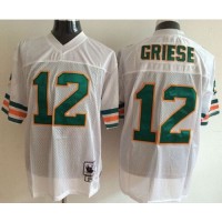 Mitchell And Ness Miami Dolphins #12 Bob Griese White Throwback Stitched NFL Jersey