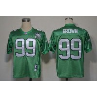 Mitchell And Ness Philadelphia Eagles #99 Jerome Brown Green Stitched Throwback NFL Jersey