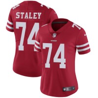 Nike San Francisco 49ers #74 Joe Staley Red Team Color Women's Stitched NFL Vapor Untouchable Limited Jersey