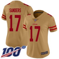 Nike San Francisco 49ers #17 Emmanuel Sanders Gold Women's Stitched NFL Limited Inverted Legend 100th Season Jersey
