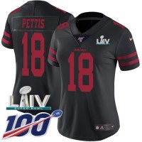 Nike San Francisco 49ers #18 Dante Pettis Black Super Bowl LIV 2020 Alternate Women's Stitched NFL 100th Season Vapor Limited Jersey
