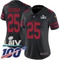 Nike San Francisco 49ers #25 Richard Sherman Black Super Bowl LIV 2020 Alternate Women's Stitched NFL 100th Season Vapor Limited Jersey