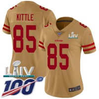 Nike San Francisco 49ers #85 George Kittle Gold Super Bowl LIV 2020 Women's Stitched NFL Limited Inverted Legend 100th Season Jersey