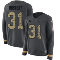 Nike San Francisco 49ers #31 Raheem Mostert Anthracite Salute to Service Women's Stitched NFL Limited Therma Long Sleeve Jersey