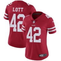 Nike San Francisco 49ers #42 Ronnie Lott Red Team Color Women's Stitched NFL Vapor Untouchable Limited Jersey