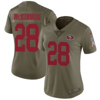 Nike San Francisco 49ers #28 Jerick McKinnon Olive Women's Stitched NFL Limited 2017 Salute to Service Jersey
