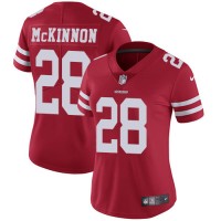 Nike San Francisco 49ers #28 Jerick McKinnon Red Team Color Women's Stitched NFL Vapor Untouchable Limited Jersey