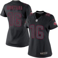 Nike San Francisco 49ers #16 Joe Montana Black Impact Women's Stitched NFL Limited Jersey