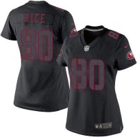 Nike San Francisco 49ers #80 Jerry Rice Black Impact Women's Stitched NFL Limited Jersey