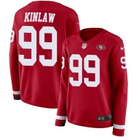 Nike San Francisco 49ers #99 Javon Kinlaw Red Team Color Women's Stitched NFL Limited Therma Long Sleeve Jersey