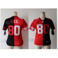 Nike San Francisco 49ers #80 Jerry Rice Black/Red Women's Stitched NFL Elite Split Jersey