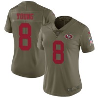Nike San Francisco 49ers #8 Steve Young Olive Women's Stitched NFL Limited 2017 Salute to Service Jersey