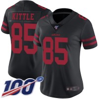 Nike San Francisco 49ers #85 George Kittle Black Alternate Women's Stitched NFL 100th Season Vapor Limited Jersey