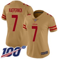 Nike San Francisco 49ers #7 Colin Kaepernick Gold Women's Stitched NFL Limited Inverted Legend 100th Season Jersey