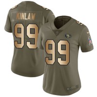 Nike San Francisco 49ers #99 Javon Kinlaw Olive/Gold Women's Stitched NFL Limited 2017 Salute To Service Jersey