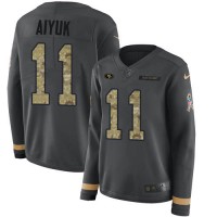Nike San Francisco 49ers #11 Brandon Aiyuk Anthracite Salute to Service Women's Stitched NFL Limited Therma Long Sleeve Jersey