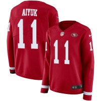 Nike San Francisco 49ers #11 Brandon Aiyuk Red Team Color Women's Stitched NFL Limited Therma Long Sleeve Jersey